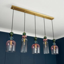 Litecraft Visconte Vietri Brass 5 Light Diner Pendant Bar - thumbnail 3