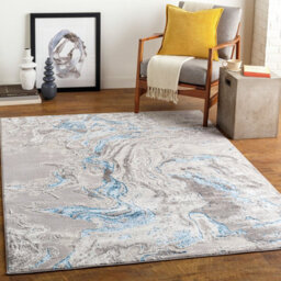 Livabliss Lustro-Abstract Blue Grey Beige Modern Marble Living Dining Bedroom Rug 120 X 170 Cm Easy Care, Non Shedding - thumbnail 2