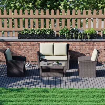 Lassic Vida Designs 4 Seater Garden Rattan Set With Outdoor Sofa, Table, Chairs And Cover, Brown - image 1