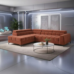Aurelio Velvet Upholstered Sofa Bed With Metal Legs Modern Living Room Comfortable Seating Furniture Orange Left - thumbnail 1