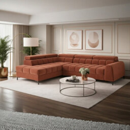 Aurelio Velvet Upholstered Sofa Bed With Metal Legs Modern Living Room Comfortable Seating Furniture Orange Left - thumbnail 2
