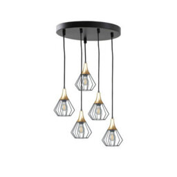 Luminosa Lighting Luminosa Selene Cluster Pendant Ceiling Light Black, Gold 5X E27 - thumbnail 1