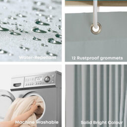 Grey Polyester Shower Curtain 180X180Cm - thumbnail 4