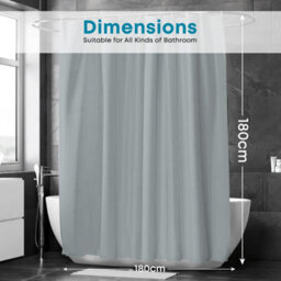 Grey Polyester Shower Curtain 180X180Cm - thumbnail 2