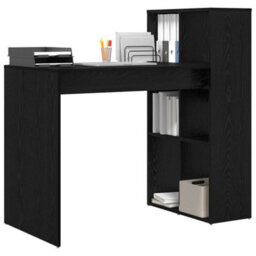Berkfield Modern Writing Desk Black Oak Particle Board Small Storage - thumbnail 3