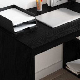 Berkfield Modern Writing Desk Black Oak Particle Board Small Storage - thumbnail 4