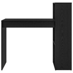 Berkfield Modern Writing Desk Black Oak Particle Board Small Storage - thumbnail 5