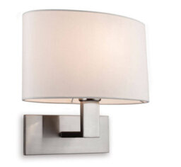 Luminosa Lighting Luminosa Webster 1 Light Single Indoor Wall Light Brushed Steel, Cream Shade, E27
