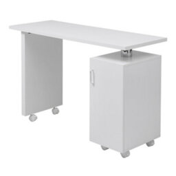 Living And Home White Nail Desk Manicure Table With Storage Cabinet With 6 Lockable Wheels And Ergonomic Wrist Rest, 120Cm W - thumbnail 4