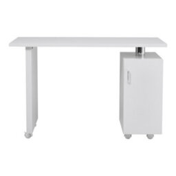 Living And Home White Nail Desk Manicure Table With Storage Cabinet With 6 Lockable Wheels And Ergonomic Wrist Rest, 120Cm W - thumbnail 5