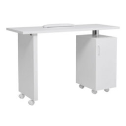Living And Home White Nail Desk Manicure Table With Storage Cabinet With 6 Lockable Wheels And Ergonomic Wrist Rest, 120Cm W - thumbnail 2