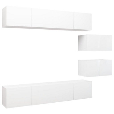 Berkfield Modern 6 Piece Tv Cabinet Set White Engineered Wood - image 1