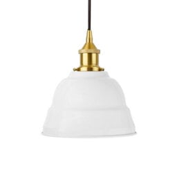 White Lincoln Painted Dome Pendant Light With Polished Brass Lamp Holder And Black Round Cable - Se Home - thumbnail 1