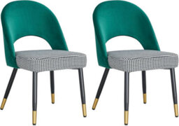 Hygrad Built to Survive Set Of 2 Dining Chairs Velvet Padded Seat Metal Legs Kitchen Chair Home Office Set - thumbnail 1
