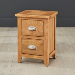 The Furniture Market Slim 2 Drawer Bedside Table Cheshire Oak Freestanding Narrow Nightstand For Small Bedrooms Solid Oak Frame - thumbnail 2