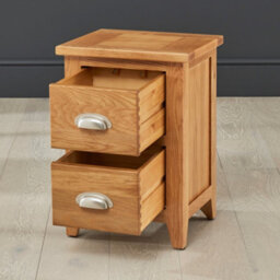 The Furniture Market Slim 2 Drawer Bedside Table Cheshire Oak Freestanding Narrow Nightstand For Small Bedrooms Solid Oak Frame - thumbnail 3