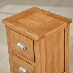 The Furniture Market Slim 2 Drawer Bedside Table Cheshire Oak Freestanding Narrow Nightstand For Small Bedrooms Solid Oak Frame - thumbnail 6