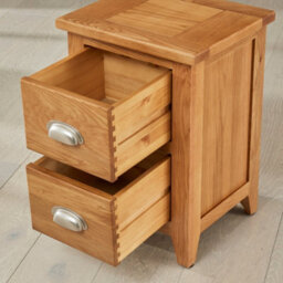 The Furniture Market Slim 2 Drawer Bedside Table Cheshire Oak Freestanding Narrow Nightstand For Small Bedrooms Solid Oak Frame - thumbnail 4
