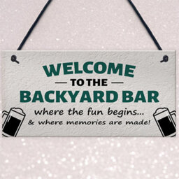 Red Ocean Welcome To The Backyard Bar Sign Hanging Wall Sign Bar Signs Funny Garden Plaque Gift For Men - thumbnail 3