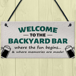 Red Ocean Welcome To The Backyard Bar Sign Hanging Wall Sign Bar Signs Funny Garden Plaque Gift For Men - thumbnail 2