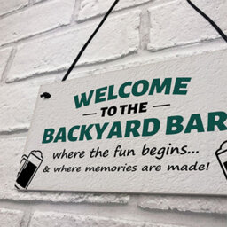 Red Ocean Welcome To The Backyard Bar Sign Hanging Wall Sign Bar Signs Funny Garden Plaque Gift For Men - thumbnail 7