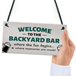 Red Ocean Welcome To The Backyard Bar Sign Hanging Wall Sign Bar Signs Funny Garden Plaque Gift For Men - thumbnail 6