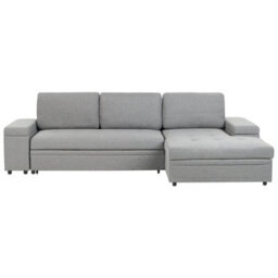 Beliani Corner Sofa Bed 3 Seater Hrisey Faux Linen Grey With Storage Left Hand - thumbnail 1