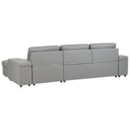 Beliani Corner Sofa Bed 3 Seater Hrisey Faux Linen Grey With Storage Left Hand - thumbnail 8