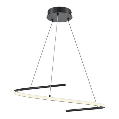 Luminosa Lighting Luminosa Curve Modern Pendant Ceiling Light Black 1600Lm White Shade - image 1