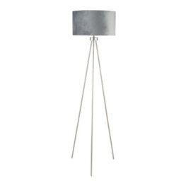 Pacific Lifestyle Silver Metal Tripod Floor Lamp For Living Room - thumbnail 1