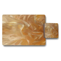 Benjamin Tate Design Gold Abstract Placemat And Coaster Set With Wood Base From Designer Artwork Collection Limited Edition - thumbnail 1
