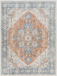 Livabliss Lillian-Washable Blue Brown Traditional Vintage Boho Living Dining Rug 66 X 115 Cm Easy Care, Non Shedding - thumbnail 1