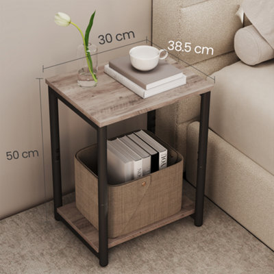 LEDREM Side Table, Small End Table, Nightstand For Living Room, Bedroom, Office, Bathroom, Greige And Black