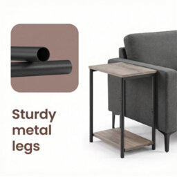 Vasagle Side Table, Small End Table, Nightstand For Living Room, Bedroom, Office, Bathroom, Greige And Black - thumbnail 8