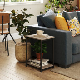 LEDREM Side Table, Small End Table, Nightstand For Living Room, Bedroom, Office, Bathroom, Greige And Black - thumbnail 4