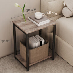 Vasagle Side Table, Small End Table, Nightstand For Living Room, Bedroom, Office, Bathroom, Greige And Black