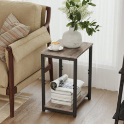 LEDREM Side Table, Small End Table, Nightstand For Living Room, Bedroom, Office, Bathroom, Greige And Black - thumbnail 3