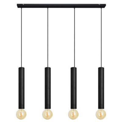 Luminosa Lighting Luminosa Tuba Straight Bar Pendant Ceiling Light Black 100Cm