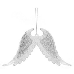 Christmas Tree Decoration Hanging Glitter Snowflake Angel Wings Silver