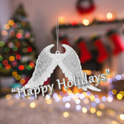 Christmas Tree Decoration Hanging Glitter Snowflake Angel Wings Silver - thumbnail 4