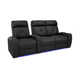 Valencia Verona Power Headrest Home Theater Seating Row Of 3 Loveseat Right Black Nappa Leather Power Recliner Led Cup Holder - thumbnail 1