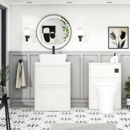 Royal Bathrooms Royal Bathroom Elmore 600mm Classic White Freestanding Bathroom Vanity Unit 2 Drawer Plain White Worktop With Cube Basin - thumbnail 5