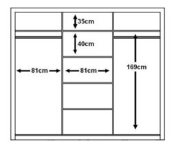 Arte Idea 01 Contemporary Mirrored Sliding 3 Door Wardrobe 6 Shelves 2 Rails Grey (H)2150mm (W)2500mm (D)600mm - thumbnail 3