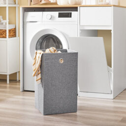 Sobuy Bzr217-Nw,bathroom Cabinet With One Drawer And Laundry Basket ,wood Effect,w100Xd60Xh90 - thumbnail 9