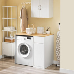 Sobuy Bzr217-Nw,bathroom Cabinet With One Drawer And Laundry Basket ,wood Effect,w100Xd60Xh90 - thumbnail 5