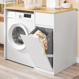 Sobuy Bzr217-Nw,bathroom Cabinet With One Drawer And Laundry Basket ,wood Effect,w100Xd60Xh90 - thumbnail 8
