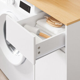 Sobuy Bzr217-Nw,bathroom Cabinet With One Drawer And Laundry Basket ,wood Effect,w100Xd60Xh90 - thumbnail 7