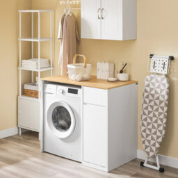 Sobuy Bzr217-Nw,bathroom Cabinet With One Drawer And Laundry Basket ,wood Effect,w100Xd60Xh90 - thumbnail 2