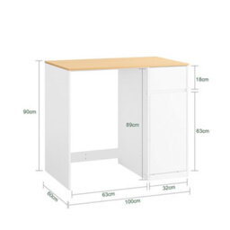 Sobuy Bzr217-Nw,bathroom Cabinet With One Drawer And Laundry Basket ,wood Effect,w100Xd60Xh90 - thumbnail 3
