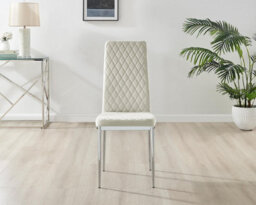 Furniturebox Uk Atlanta 4 White Dining Table And 4 Cream Velvet Milan Chairs - thumbnail 9